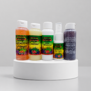 African Roots Travel Kit- Shampoo, Conditioner, Hair Moisturizer, Hairspray & Styling Gel Black